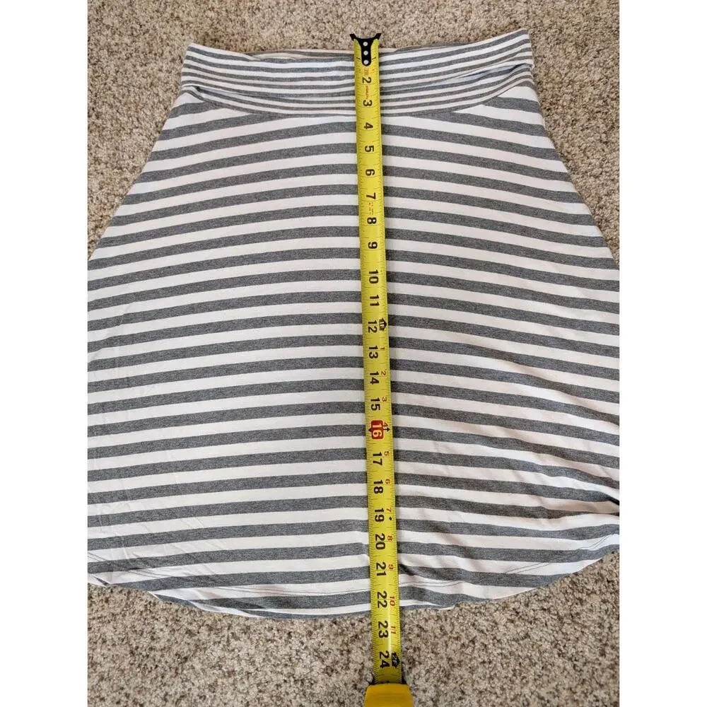 Gap Women's Grey White Stripe Foldover Waist Skirt Sz M Retro Preppy Y2K Skater
